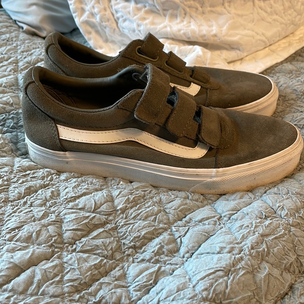 Olive Suede Velcro Vans